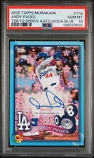 🔥🔥🔥PSA 10🔥🔥🔥2025 Topps Murakami ANDY PAGES Tokyo Series Auto Aqua Blue /75