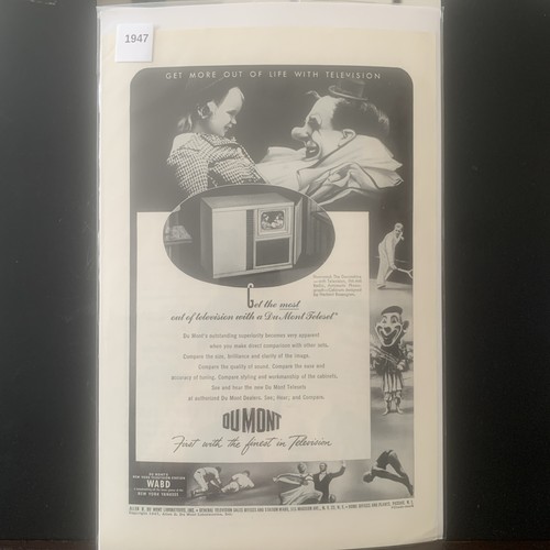 Vintage 1947 DUMONT Get The Most Out Of Television Ad Advertisement - Picture 2 of 2