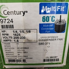 Century 9724  1/4,1/5, 1/6 Hp, 1625 RPM, 208-230V, 1.6A, 42 Frame Cond. FanMotor