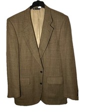 BURBERRYS Mens Vtg 90s Finest Lite Brown Wool Herringbone Tweed Blazer-Sz 40-EUC
