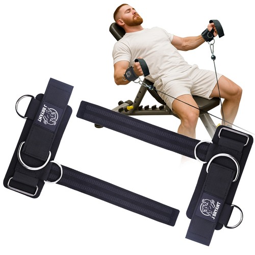 Muñequeras de levantamiento de pesas correas con 3 anillos en D para cable máquinas entrenamiento - Imagen 1 de 8