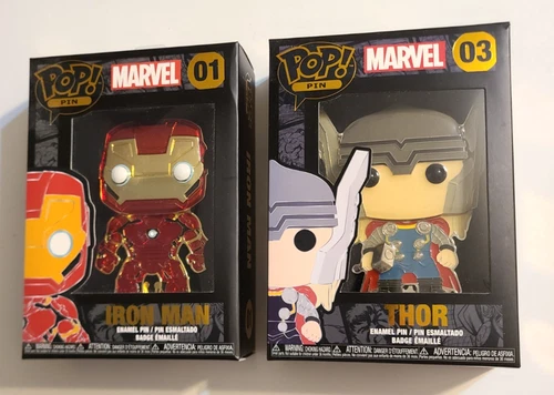 Funko Pop Pin Marvel Lot - #01 Iron Man & #03 Thor