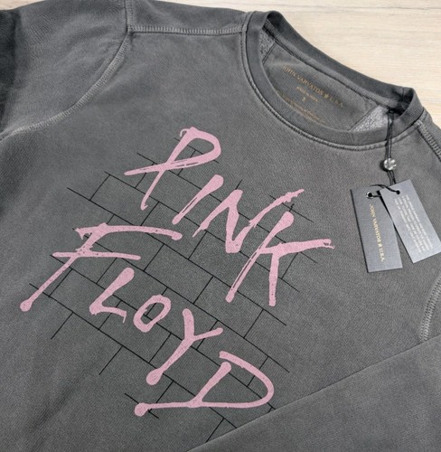 NUEVO CON ETIQUETAS John Varvatos Pequeña Gris Rosa Floyd The Wall Band Pullover Camisa Sudadera