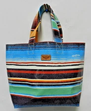 Consuela Reese Mini Bag Tote Purse striped small coated canvas Mint Condition