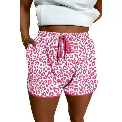 Ladies Summer Leopard Shorts Elastic Waist Casual Hot Pants Holiday Party Pocket - Picture 19 of 31