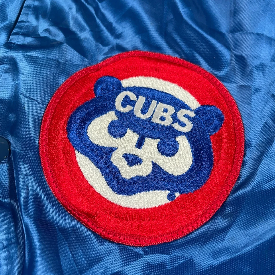 Chaqueta De Colección Chicago Cubs Para Hombres XL Azul Tiza Satinado Bombardero Hecha en EE. UU. Años 90 Foto 3 de 4