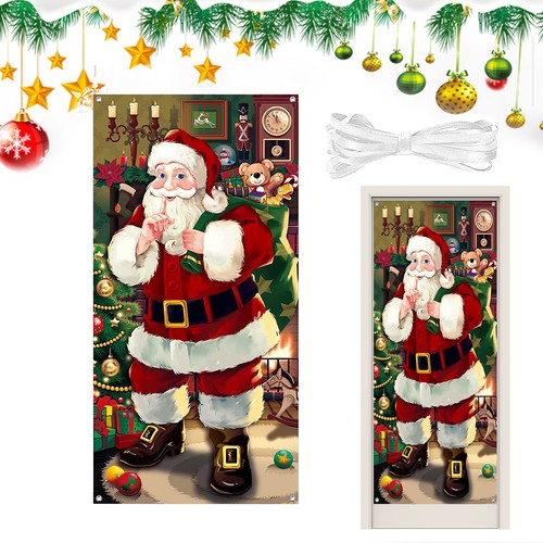 1 pieza Cubierta de puerta de Navidad Decoración Navidad Papá Noel Cubierta de puerta  - Imagen 4 de 12