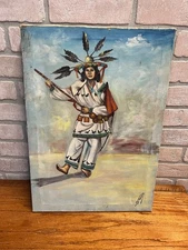 Vintage Oil on Canvas Painting by P. Naveda Spanish Mexican Traditonal Dancer