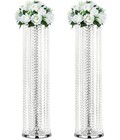 LANLONG 2Pcs Luxurious Crystal Flower Stand Wedding Centerpieces on Floor Tall