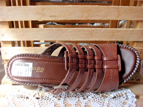 NIB~ST JOHN'S BAY CARMELITA~ BROWN LEATHER STRAPPY SLIP-ON HUARACHE SANDALS~SZ 8 - Picture 5 of 8