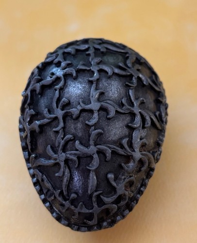 Metzke Ornate Pewter Easter Egg Shaped Trinket Box Vintage - Picture 2 of 7