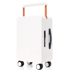 Carry On Luggage 20In Wide Handle PC Hardshell Suitcases with 20-Inch White