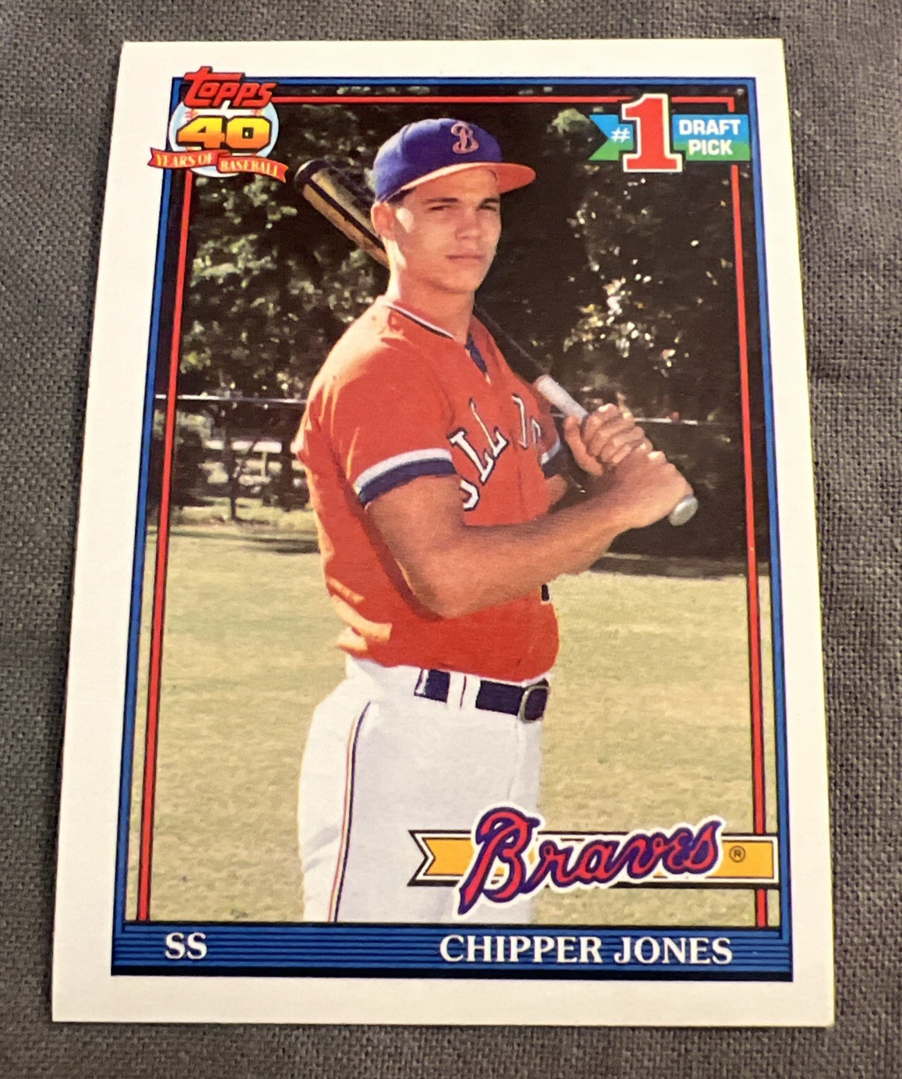 Topps 1991 Chipper Jones #333 Atlanta Braves Rookie #1 Draft Pick Baseball Card