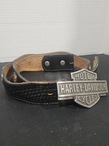 Vintage Harley-Davidson Herren Ledergürtel Schwarz Nieten - Bild 2 von 3