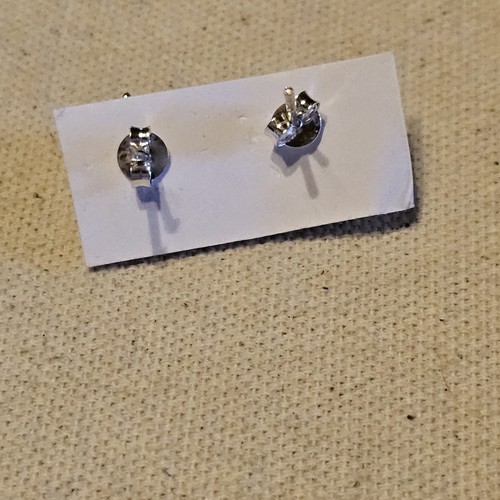 Sterling Silver Heart Cotton Candy stud Earrings - Picture 4 of 4