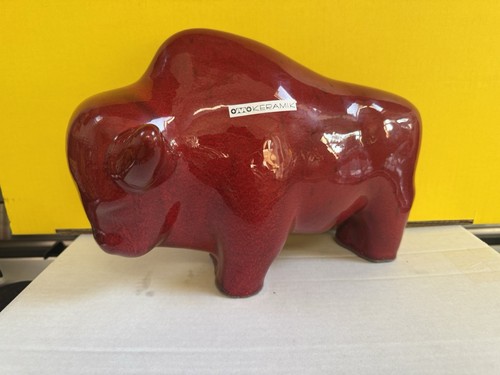 Otto Keramik XL Bull / Bison Blood Red Glaze German Pottery Pre Loved
