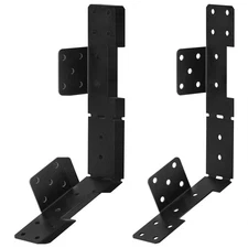 8 PCS Black Adjustable Stair Stringer Connector Tie Straps Bracket Steel 17Ga