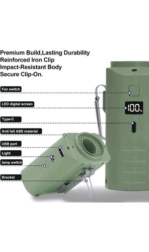 10000mAh Portable Waist Fan Clip On, Rechargeable Wearable Belt Personal/Unde... - Picture 3 of 8