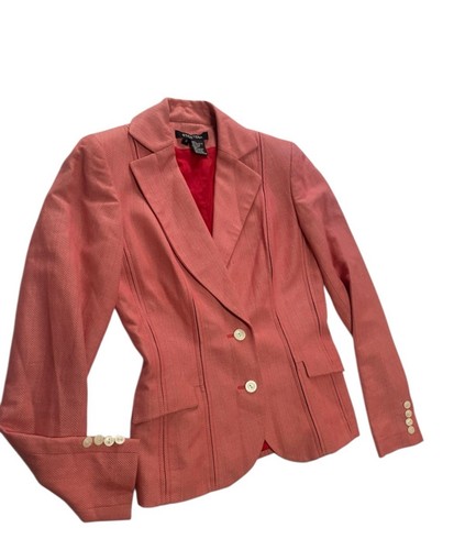 Etcetera blazer linen blend red/ Salmon clueless old money academia meeting sz 0 - Picture 15 of 17