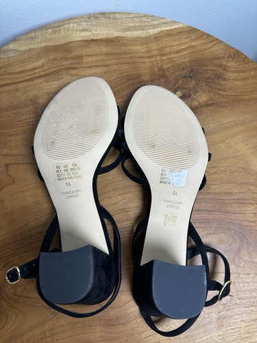Stuart Weitzman Starla 75 Black Suede Strappy Slingback Heels Size 10 NWOB $450 - Picture 8 of 12