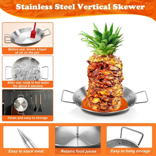 Al Pastor Skewer for Grill, Shawarma Skewer Stand, Stainless Steel Brazilian ... - Picture 3 of 6
