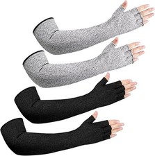 "2 PairS Cut Resistant Elastic Arm Sleeves Level 5 Protection with Fingers Cut "