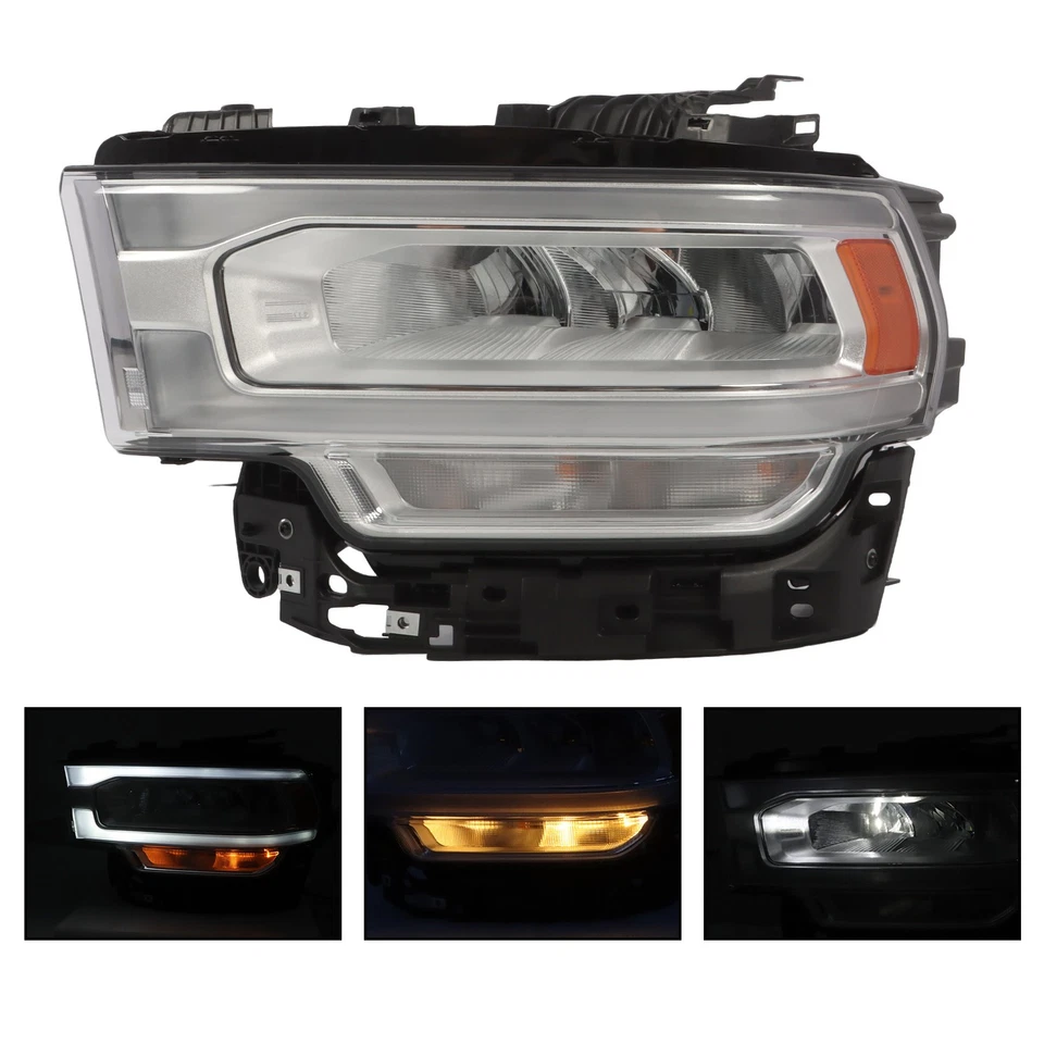 Para Ram 2500 3500 2019-2024 Bisel Cromo LED con Señal Halógena Faro Driver Foto 2 de 4