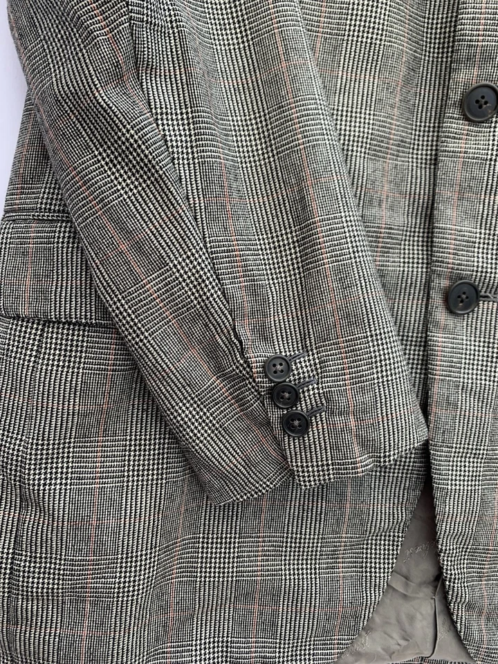 Abrigo deportivo Belvest Blue Label para hombre 50 IT 40 EE. UU. gris a cuadros lana Italia #Z37 Foto 3 de 4