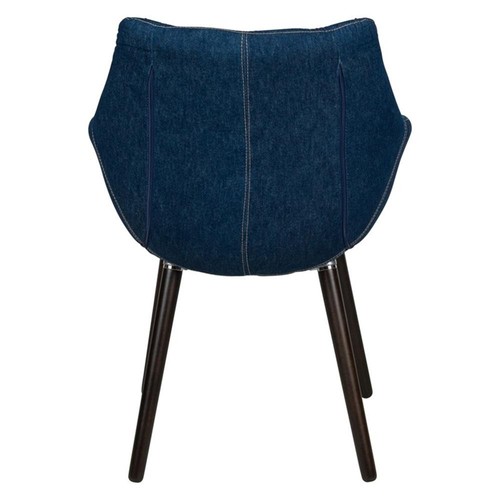 LeisureMod Mid-Century Milburn Tufted Denim Accent Arm Chair in Blue Set of 2 - Picture 4 of 10