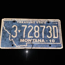 Treasure State Montana - 10 Liscence Plate 3-72873D Vintage