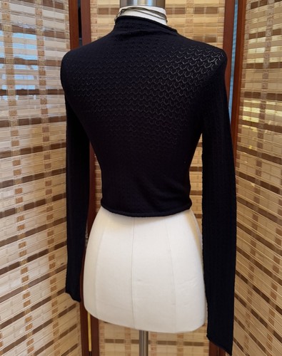 Mujer’s Ojales Corto Top Suéter Blusa Tejida Camisa Mujer’s XS Simulación Manga Larga - Imagen 4 de 4