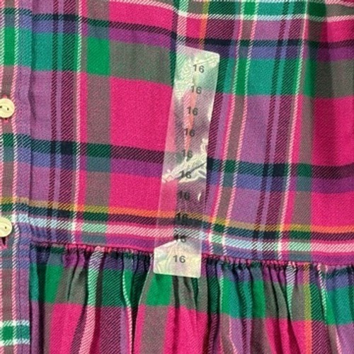 Vestido Polo Ralph Lauren Niñas Talla 16 Rosa Verde A Cuadros Manga Larga En Niveles Nuevo con Etiquetas - Imagen 3 de 13