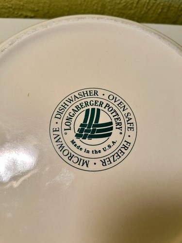 Longaberger Pottery 10" Pie Grandma Bonnie’s Pie Plate Ivory Made In USA - Picture 5 of 7