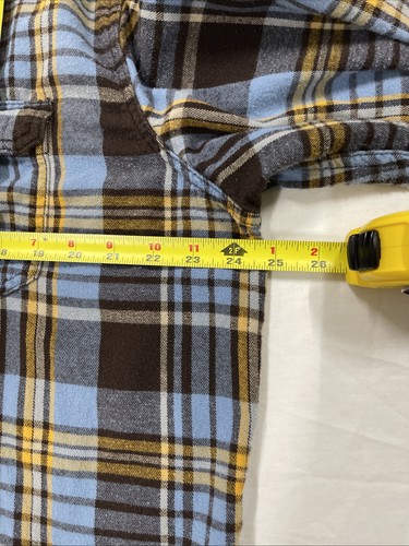 Franela a cuadros con botones manga larga de algodón amarillo azul George para hombre talla XL - Imagen 15 de 15
