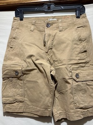 Urban Pipeline SuperFlex Beige Stretch Cargo Shorts Flat Front Cargo Pockets
