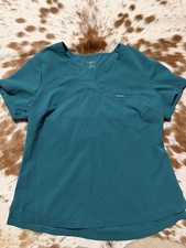 Jaanuu Women's Teal Blue Scrub Mock Top Size Medium