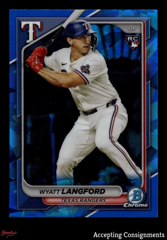 2024 Bowman Chrome Sapphire #71 Wyatt Langford RC ROOKIE RANGERS