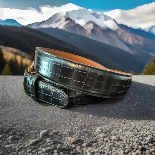 Brighton Black Leather Belt Size 34 Handcrafted In USA Glove Lining NWT List $78 - Picture 2 of 5