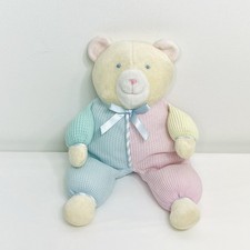 Eden Teddy Bear Pastel Colorblock Waffle Knit Thermal Stuffed Plush 10  Vintage
