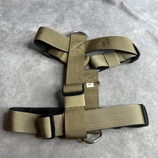 Dog Harness Medium Tactical Style Adjustable No-Pull 3 Metal D-Rings Dark Tan