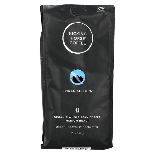 Kicking Horse Three Sisters Medium Whole Bean Coffee 10 oz 284 g Fair Trade,