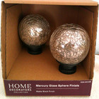 Set Of 2 Home Cracked Mercury Glass Sphere Finials