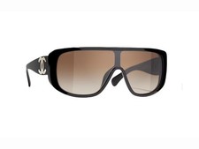 Chanel CH5495A C622-S5 Black Shield w Gold "CC"/ Brown Gradient Lens Sunglasses