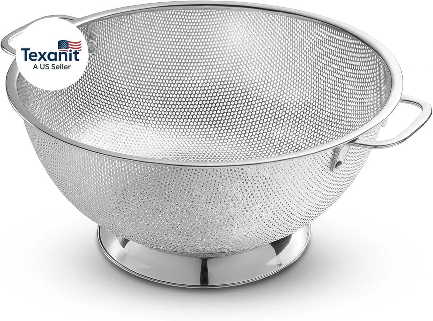 Colander for Kitchen – 5 Qt Stainless Steel Strainer with Handle - 18/8 Pasta St
