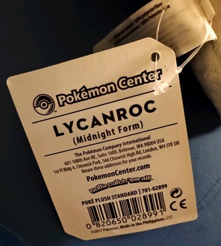 Pokemon Pokémon Center Poke Plüschtier Standard LYCANROC (Midnight Form) 2017 - Bild 12 von 15
