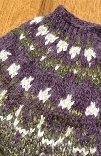 Maglione cardigan pesante lana nordica Fair-Isle fatto a mano taglia L *LEGGI* - Foto 5 di 10