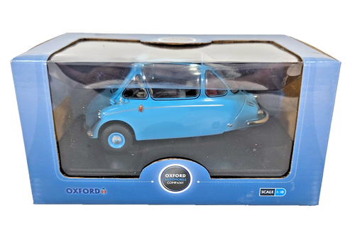 Oxford Automobile 18HE001 Modell Heinkel Trojan RHD Roman Blue Diecast Maßstab 1:18
