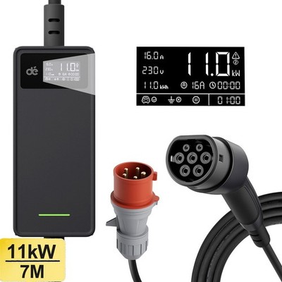 11kW EV CEE Ladegerät Typ 2 6-16A Ladekabel Elektroauto PHEV Wallbox 7m 3 Phase