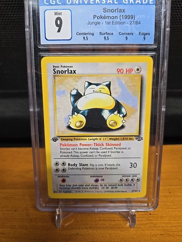 Snorlax 1st Edition Jungle #27 Rare 1999 Old CGC 9 Label With Subgrades Non Holo - Picture 2 of 10