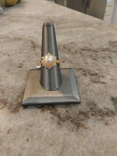 Südseering goldene Zuchtperlen/Moissanit 0,55 ctw sonnenbeschienen Eleganz / - Bild 2 von 23